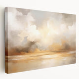 Abstract landscape wall art on stretched canvas showcasing vibrant colors and unique textures, perfect for modern home decor. Side view highlights its depth and quality.