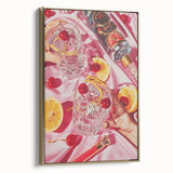 Framed canvas featuring a vintage poster of a landscape painting with black and gold tones, ideal for bedroom wall art.