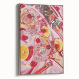 Landscape art painting of multicolored skyline on framed canvas, ideal for office decor.