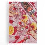 Large black and white stretched canvas featuring assorted kitchen utensils, ideal for kitchen wall art.