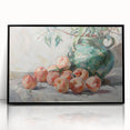 Large abstract wall art featuring assorted fruits in vivid colors on a black acrylic framed print.