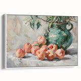 Vintage poster art of colorful fruits on extra large, framed canvas, ideal for living room decor.