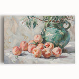 Black and white stretched canvas featuring a large, detailed illustration of assorted fruits, ideal for kitchen wall art.