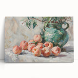 Black and white stretched canvas featuring an assortment of fruits, ideal for kitchen wall art.