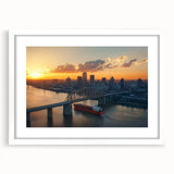 Framed landscape print of a scenic bridge in a white matting, showcasing elegant design and perfect for home decor. Ideal for enhancing living spaces with nature-inspired art.