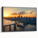 Framed canvas artwork of a landscape bridge scene viewed from the side, showcasing intricate details and vibrant colors, ideal for home decor enthusiasts.