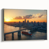Framed canvas artwork showcasing a stunning landscape bridge scene, featuring silver accents and intricate details, ideal for enhancing modern home decor.