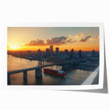 Rolled canvas print depicting a stunning landscape bridge design with vibrant colors, showcasing intricate details and textures, packaged securely in a durable cardboard tube. Perfect for home decor enthusiasts seeking unique wall art.