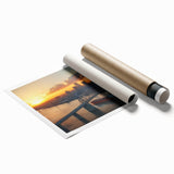 Landscape bridge rolled print showcasing a scenic view with vibrant colors and intricate details, elegantly packaged in a protective cardboard tube for easy storage and display.