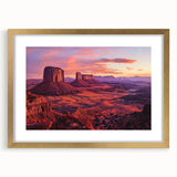 Framed landscape artwork depicting stunning canyons with a gold mat, showcasing intricate details and vibrant colors, ideal for home decor and art enthusiasts.