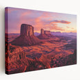Stretched canvas landscape artwork showcasing vibrant canyons in rich earth tones, perfect for home decor or office spaces, enhancing any environment with natural beauty.