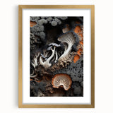 Extra large abstract art print featuring textured design in earth tones, framed in gold, ideal for living room decor.