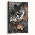 Black and white landscape art painting on framed canvas, featuring close-up natural elements, ideal for bedroom wall decor.