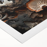 Art deco poster featuring close-up natural elements in muted green and beige, printed on rolled canvas.