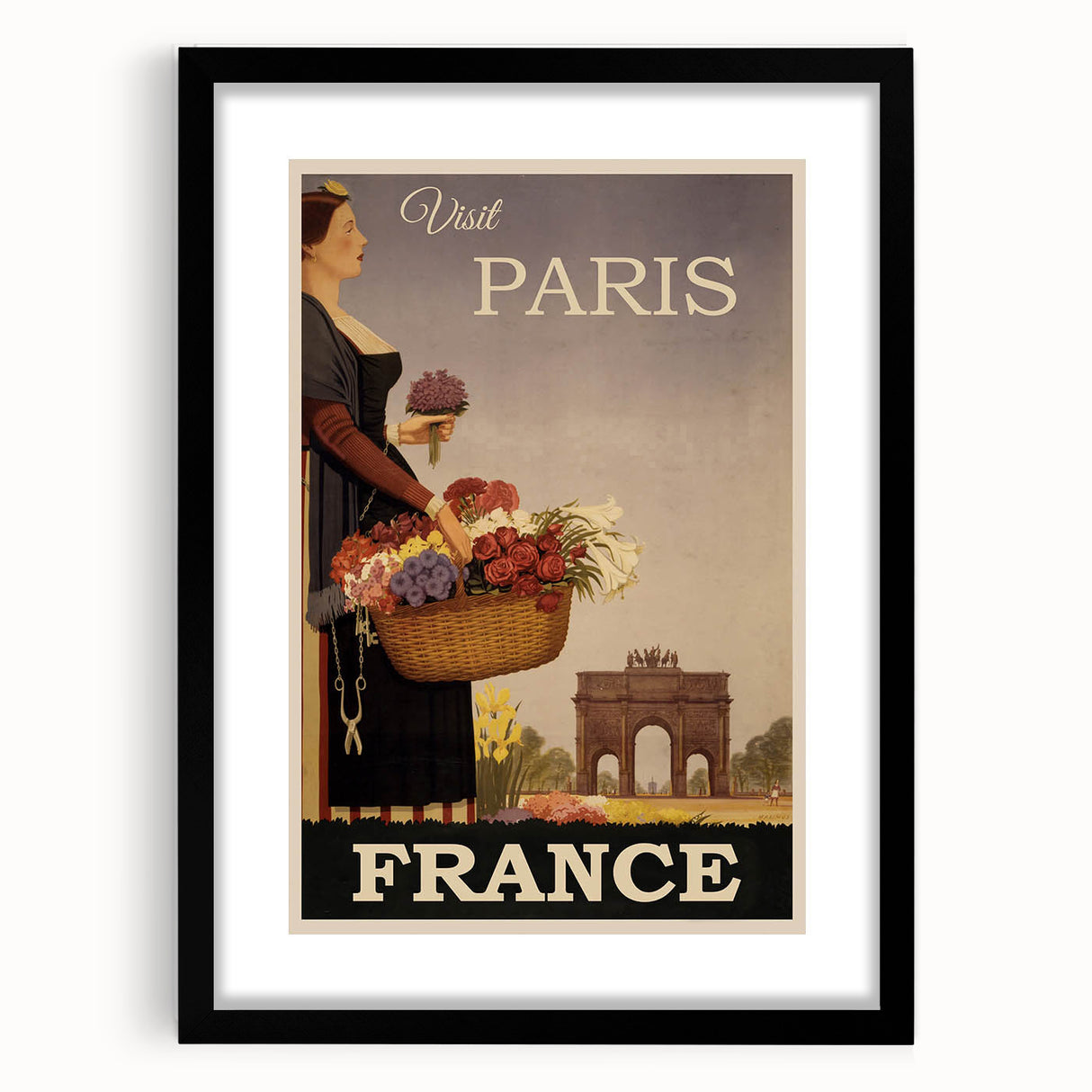 "Visit Paris Retro Travel Poster - Vintage France Wall Art"