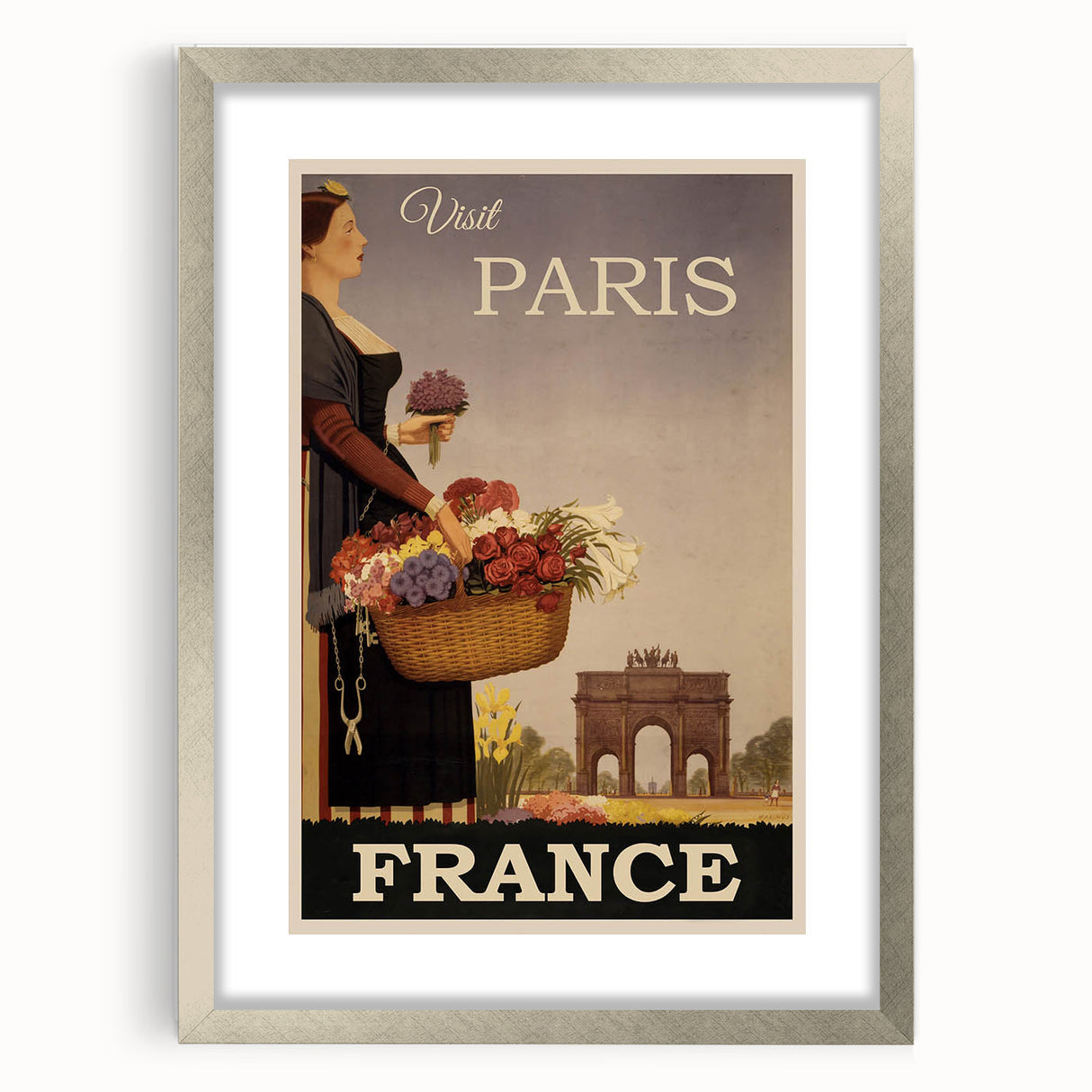 "Visit Paris Retro Travel Poster - Vintage France Wall Art"