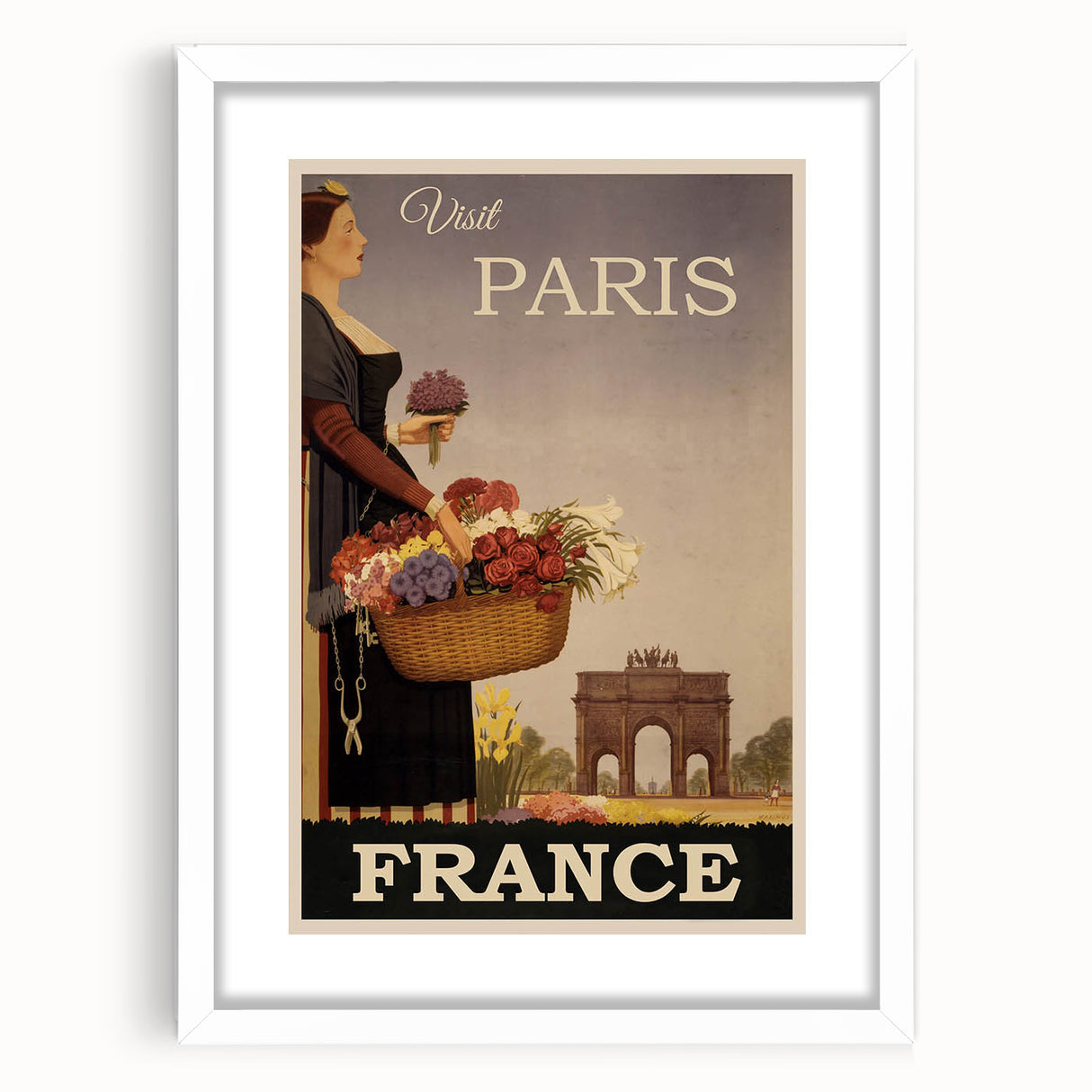 "Visit Paris Retro Travel Poster - Vintage France Wall Art"