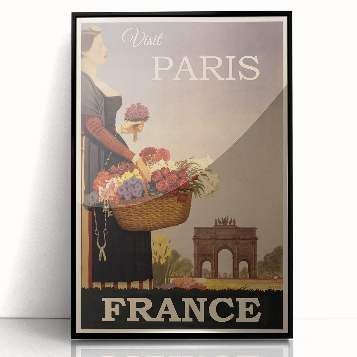 "Visit Paris Retro Travel Poster - Vintage France Wall Art"