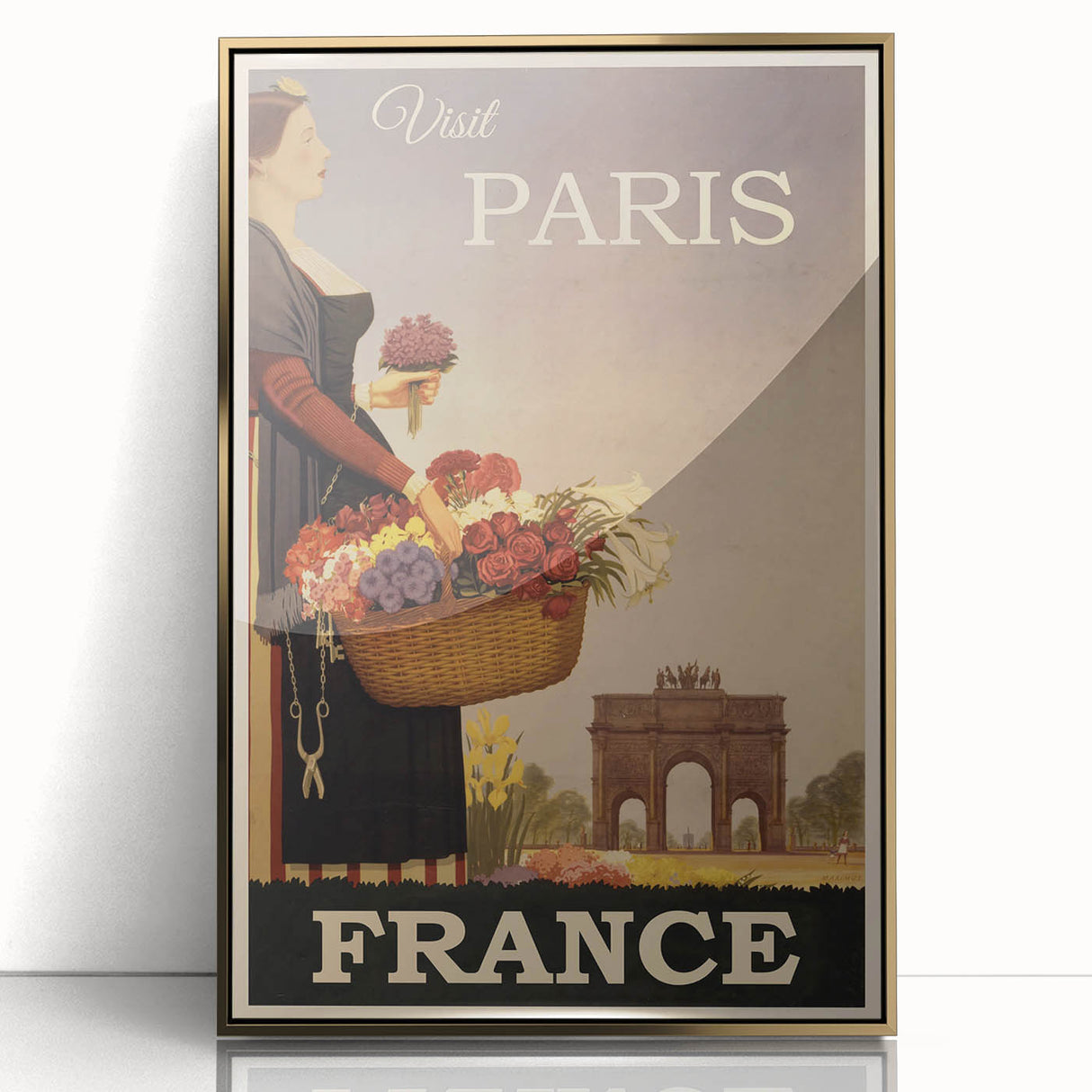 "Visit Paris Retro Travel Poster - Vintage France Wall Art"