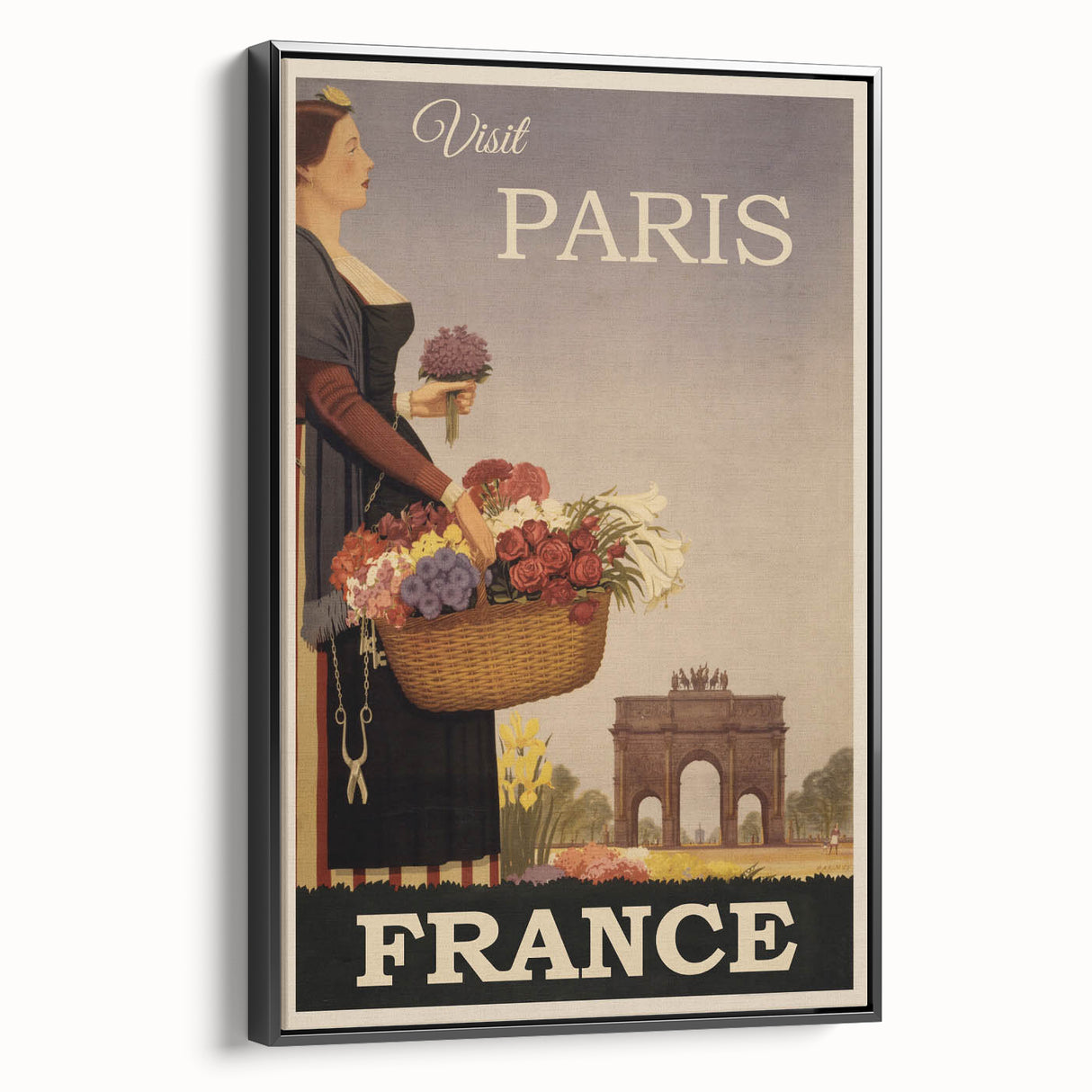 "Visit Paris Retro Travel Poster - Vintage France Wall Art"
