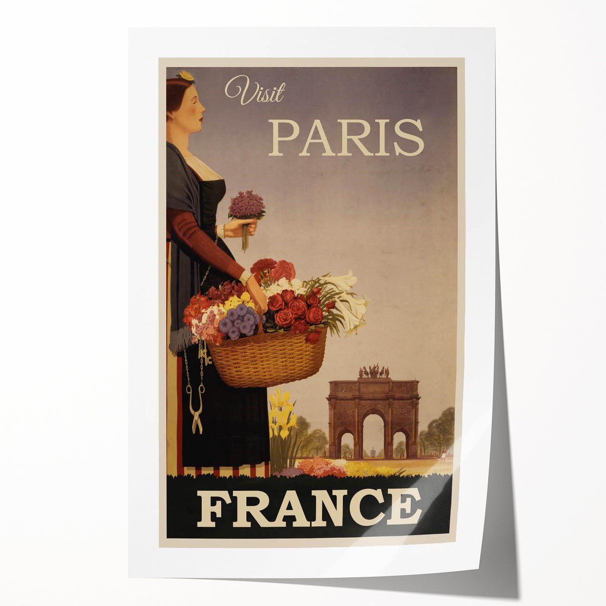 "Visit Paris Retro Travel Poster - Vintage France Wall Art"