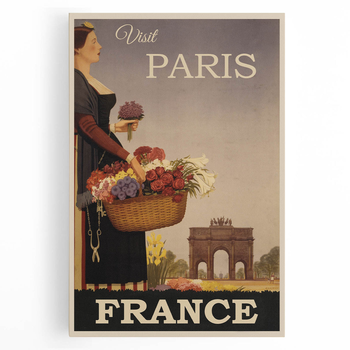 "Visit Paris Retro Travel Poster - Vintage France Wall Art"