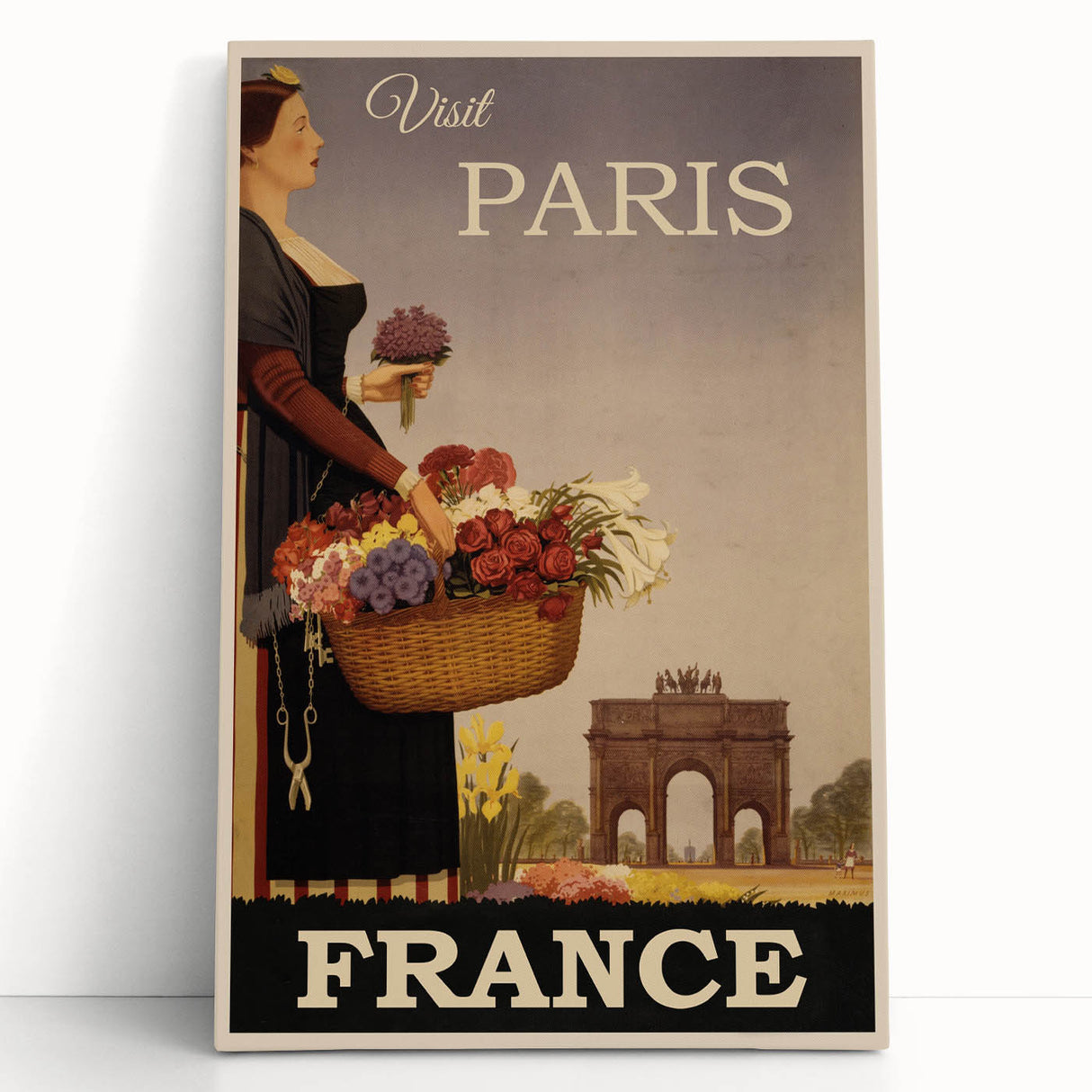 "Visit Paris Retro Travel Poster - Vintage France Wall Art"