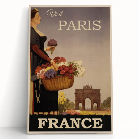 "Visit Paris Retro Travel Poster - Vintage France Wall Art"