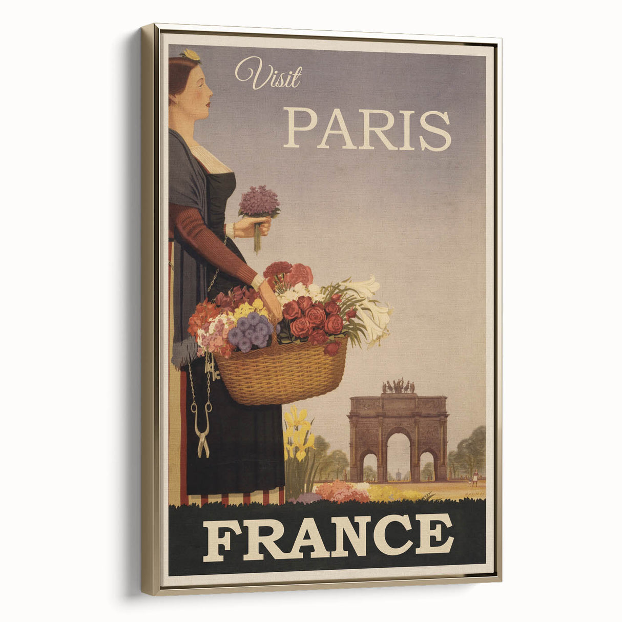 "Visit Paris Retro Travel Poster - Vintage France Wall Art"