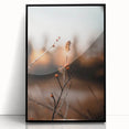 Large abstract wall art depicting autumnal trees in earth tones, framed in black acrylic.