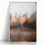 Art deco poster featuring autumnal tree in orange and yellow on white acrylic, framed, ideal for modern nursery wall decor.