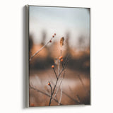 Framed canvas landscape art painting featuring a vintage-style autumn scene with colorful foliage on a black background.