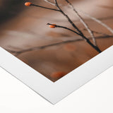 Art deco poster featuring a stylized fall landscape in orange and brown hues on rolled canvas.