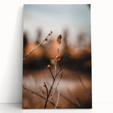 Black and white large art on stretched canvas depicting a fall season scene, ideal for kitchen wall art or bedroom ambiance.