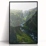 Large abstract wall art featuring spring-themed colors in green and pink, framed in black acrylic.