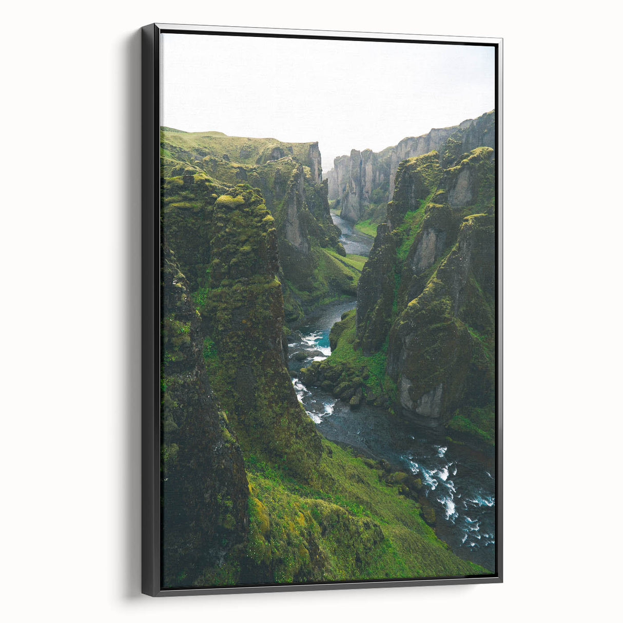 Black and white framed canvas depicting a vintage landscape scene, ideal for bedroom wall art.