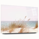 Large abstract wall art in vibrant summer hues on acrylic glass, ideal for bedroom or dining room decor.