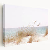 Large abstract depiction of summer on stretched canvas with vibrant orange and yellow tones, ideal for kitchen wall decor.