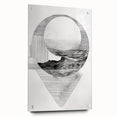 Mid Century Modern Geometric Art - Black and White Abstract Ocean Design