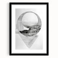 Mid Century Modern Geometric Art - Black and White Abstract Ocean Design