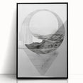 Mid Century Modern Geometric Art - Black and White Abstract Ocean Design