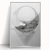 Mid Century Modern Geometric Art - Black and White Abstract Ocean Design
