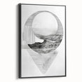 Mid Century Modern Geometric Art - Black and White Abstract Ocean Design