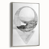 Mid Century Modern Geometric Art - Black and White Abstract Ocean Design