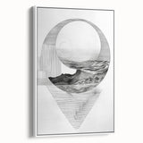 Mid Century Modern Geometric Art - Black and White Abstract Ocean Design