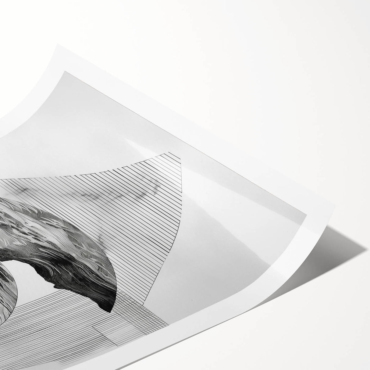 Mid Century Modern Geometric Art - Black and White Abstract Ocean Design