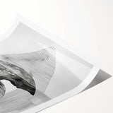 Mid Century Modern Geometric Art - Black and White Abstract Ocean Design