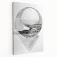 Mid Century Modern Geometric Art - Black and White Abstract Ocean Design