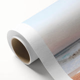 Art deco poster featuring a summer scene on rolled canvas, with pastel color palette, ideal for nursery wall art.