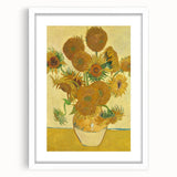 Textured abstract art print of swirling blues and yellows on a white framed canvas, suited for bedroom wall decor.